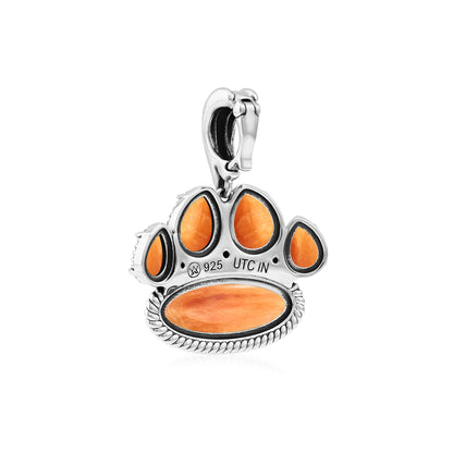 EXCLUSIVELY OURS! Sterling Silver Orange Spiny Oyster Pawprint Pendant Enhancer