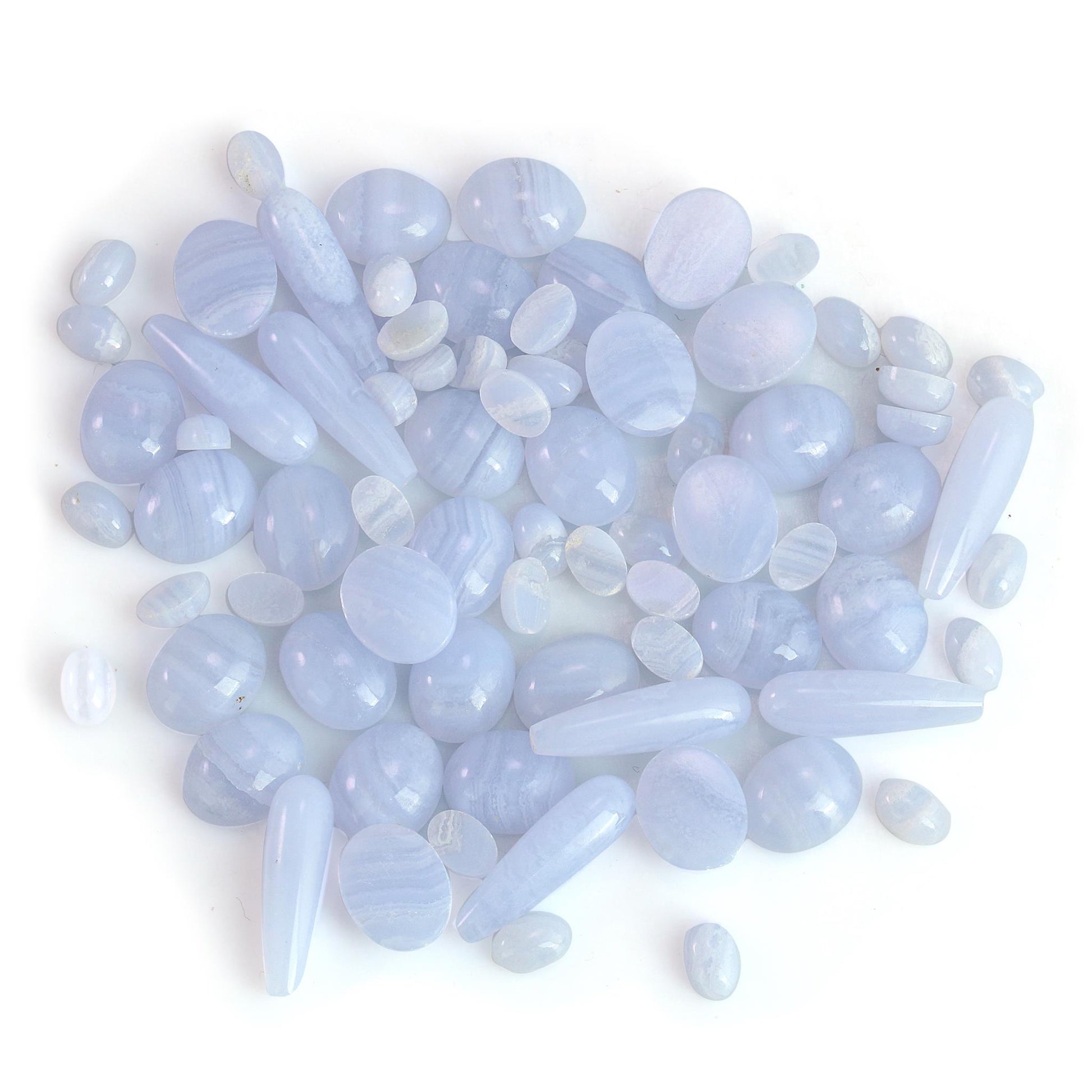 Sterling Silver Blue Lace Agate 3-Stone Ring, Sizes 5 to 11