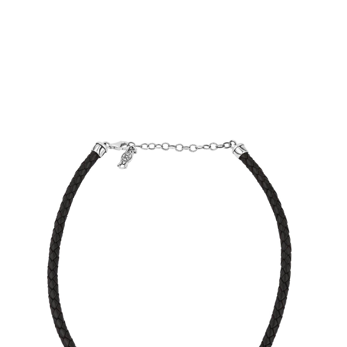  Sterling Silver Malachite Pear Cluster Black Leather Necklace