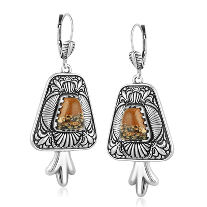 Sterling Silver Picture Jasper Trapeziod Earrings