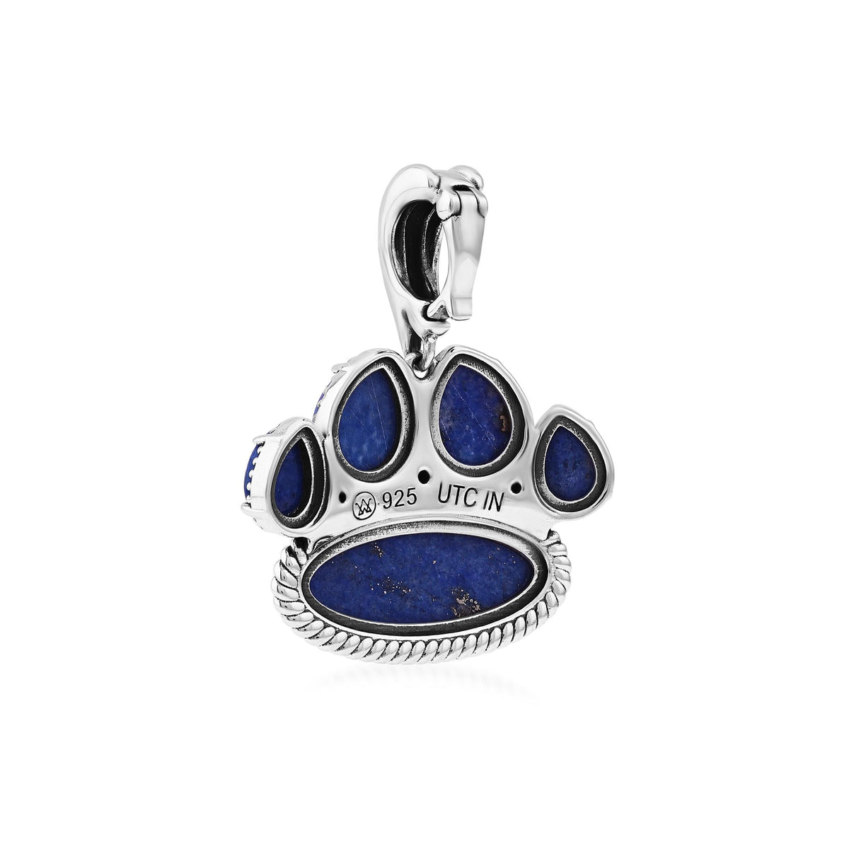 Sterling Silver Lapis Pawprint Pendant Enhancer