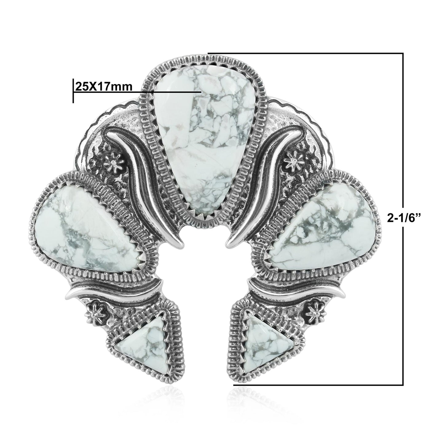 Sterling Silver White Howlite Soft Triangle Naja Pendant Enhancer
