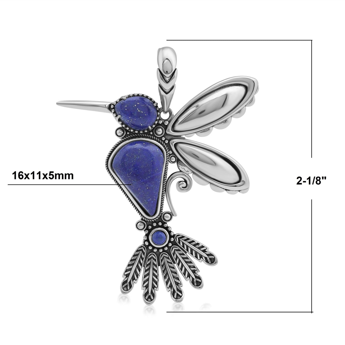 Sterling Silver and Lapis Hummingbird Pendant Enhancer