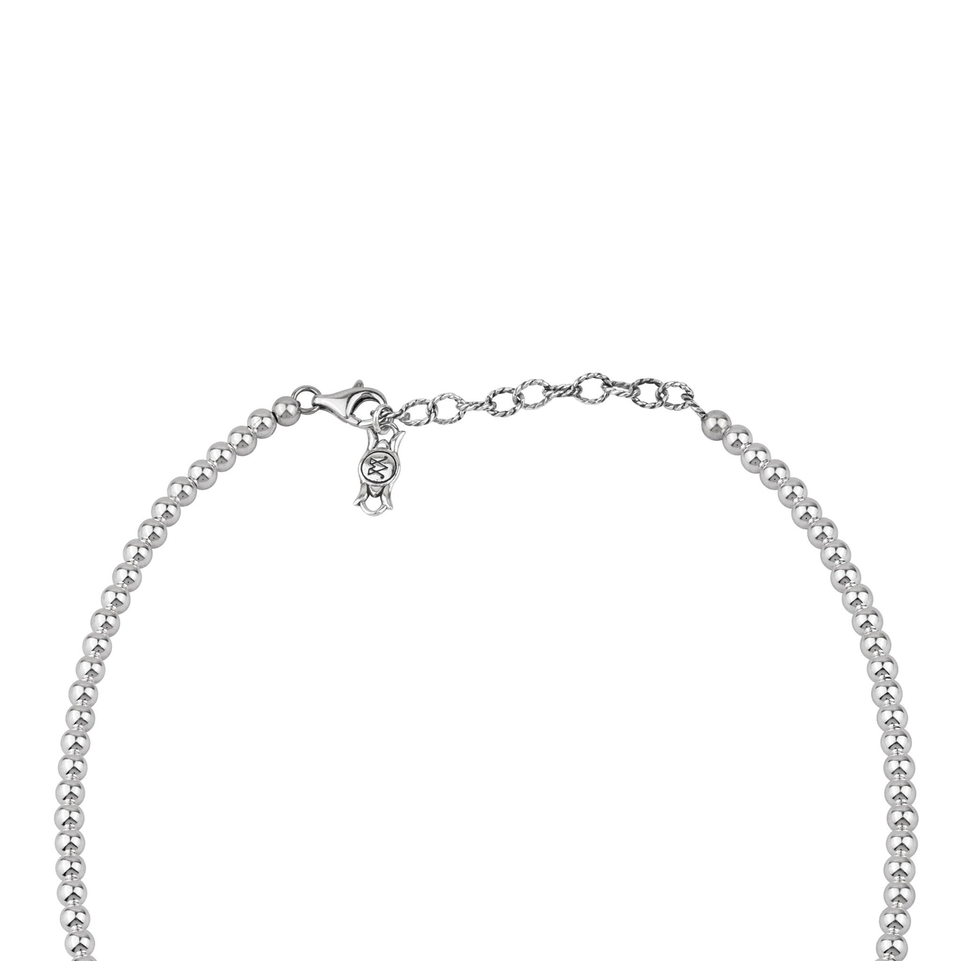  Sterling Silver White Mother of Pearl Barrel Bead Necklace