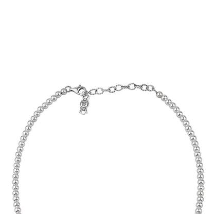  Sterling Silver White Mother of Pearl Barrel Bead Necklace