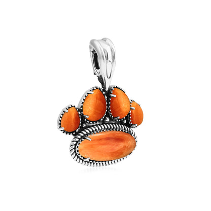 EXCLUSIVELY OURS! Sterling Silver Orange Spiny Oyster Pawprint Pendant Enhancer