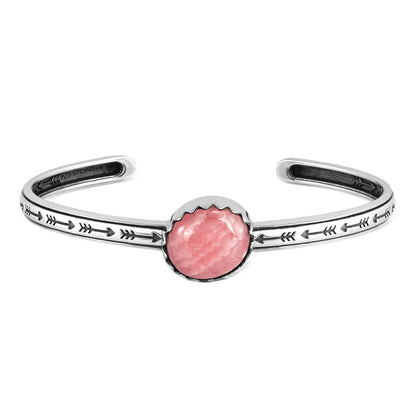 EXCLUSIVELY OURS! Sterling Silver Rhodochrosite Oval Cut Stackable Cuff Bracelet, Sizes Small to Large