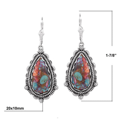 EXCLUSIVELY OURS! Sterling Silver Painted Desert Mosaic Pear-Shaped Dangle Earrings