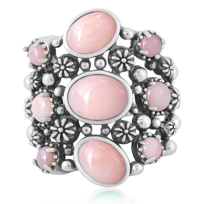 EXCLUSIVELY OURS! Sterling Silver Pink Opal 9-Stone Cluster Ring
