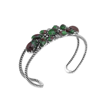 EXCLUSIVELY OURS! Sterling Silver Ruby Zoisite Cluster Cuff Bracelet