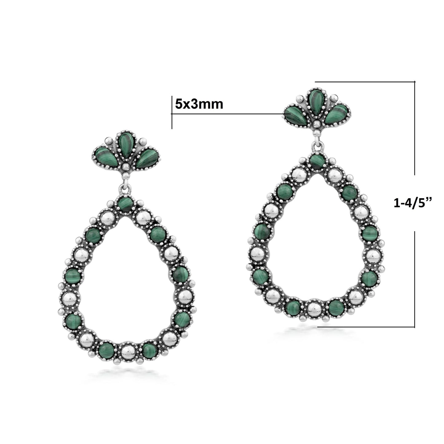 EXCLUSIVELY OURS! Sterling Silver Malachite Teardrop Post Back Earrings