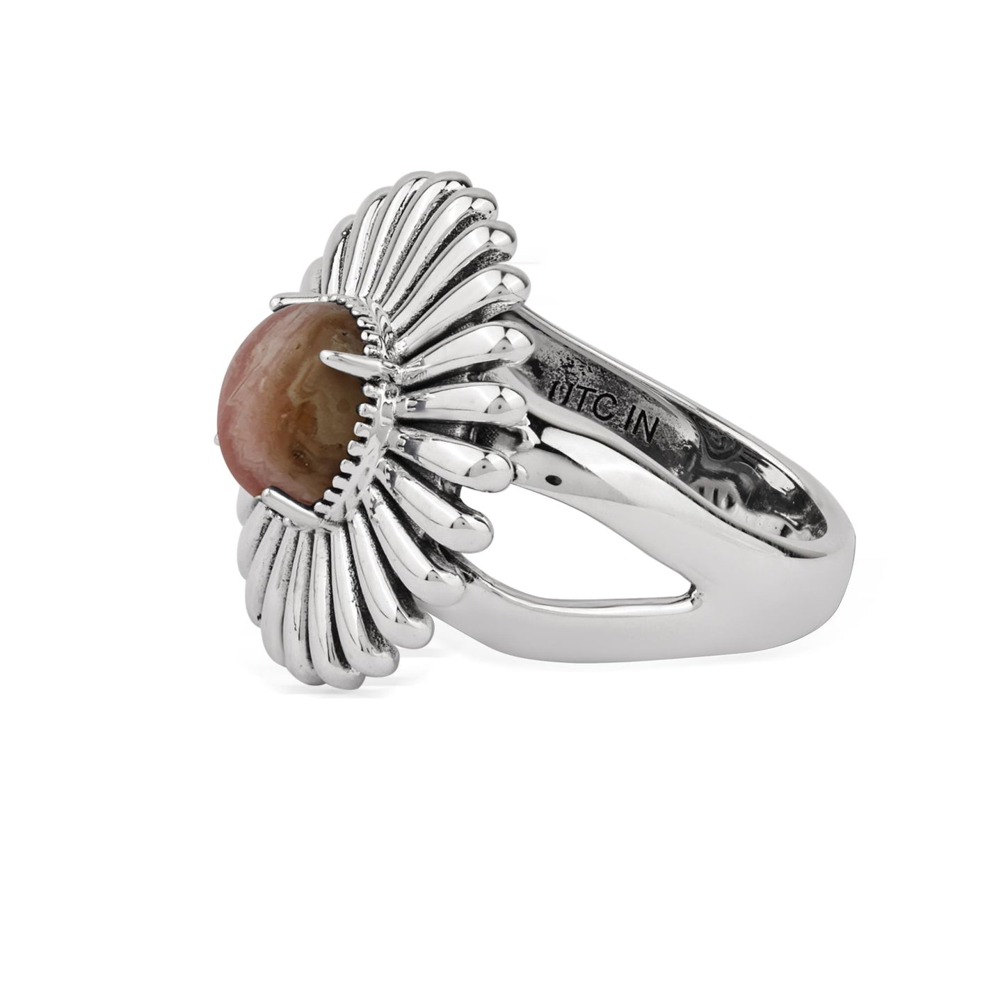  Sterling Silver Rhodochrosite Concha Ray Ring