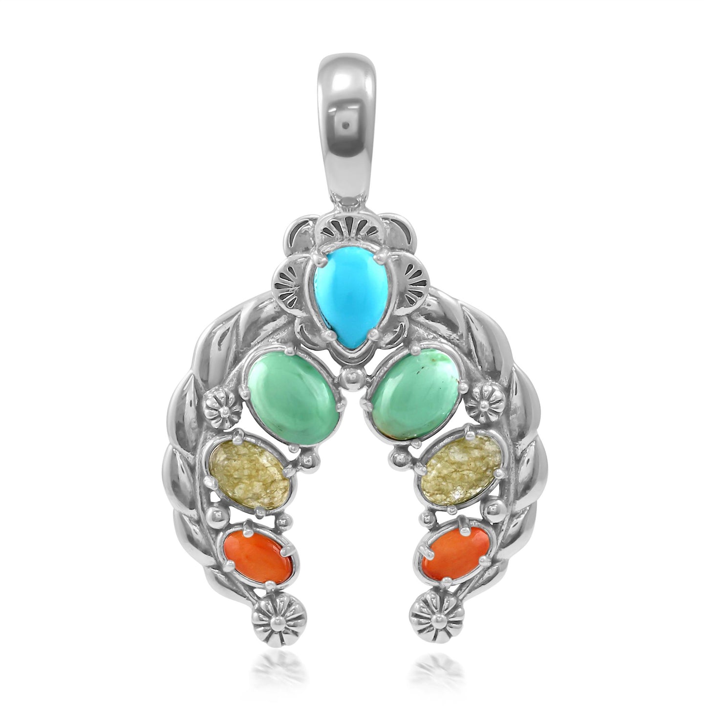 LIMITED EDITION! Sterling Silver Multi-Colored Gemstone Twisted Rope Naja Pendant Enhancer