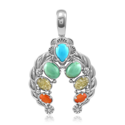 LIMITED EDITION! Sterling Silver Multi-Colored Gemstone Twisted Rope Naja Pendant Enhancer