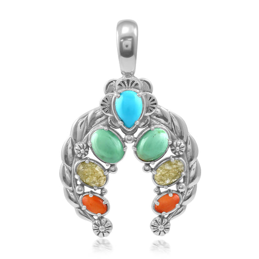 LIMITED EDITION! Sterling Silver Multi-Colored Gemstone Twisted Rope Naja Pendant Enhancer