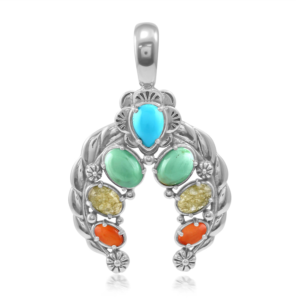 LIMITED EDITION! Sterling Silver Multi-Colored Gemstone Twisted Rope Naja Pendant Enhancer