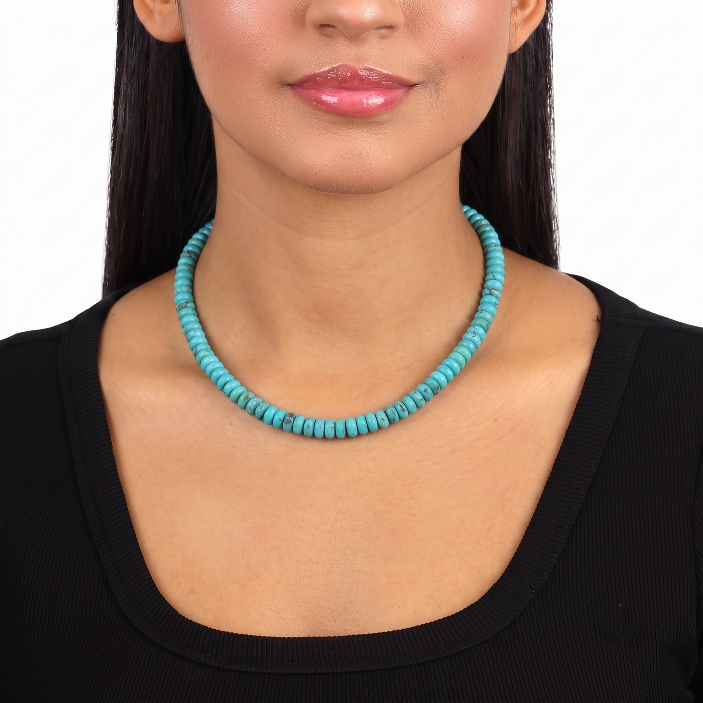 Sterling Silver Kingman Turquoise Bead Necklace
