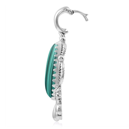 LIMITED EDITION! Sterling Silver Malachite Scalloped Pear Pendant Enhancer