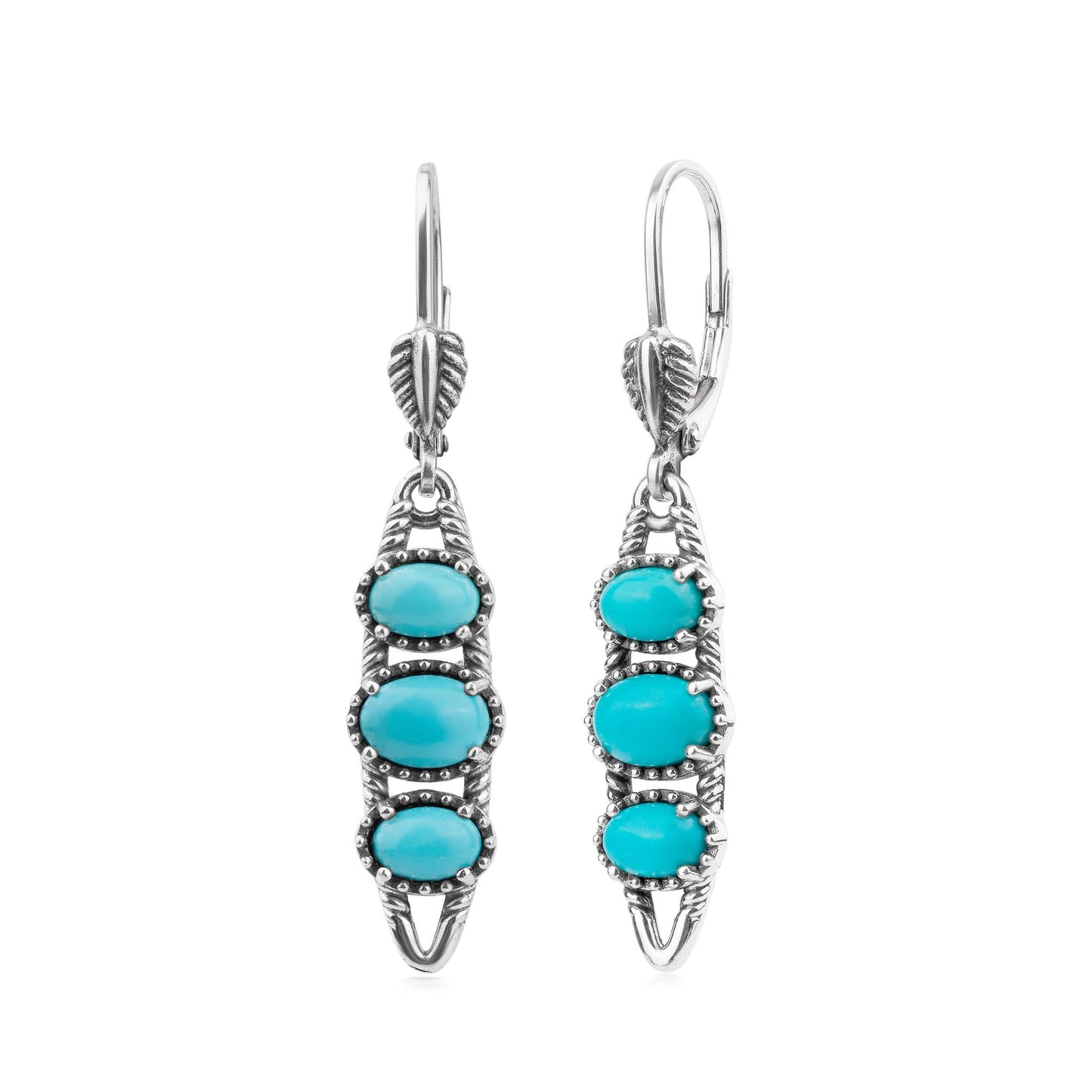 EXCLUSIVELY OURS! Sterling Silver Sleeping Beauty Turquoise Friendship Lever Back Dangle Earrings