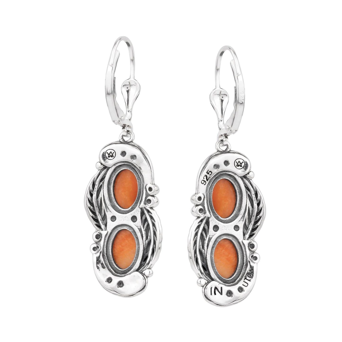 EXCLUSIVELY OURS! Sterling Silver Orange Spiny Oyster Double Oval Lever Back Earrings