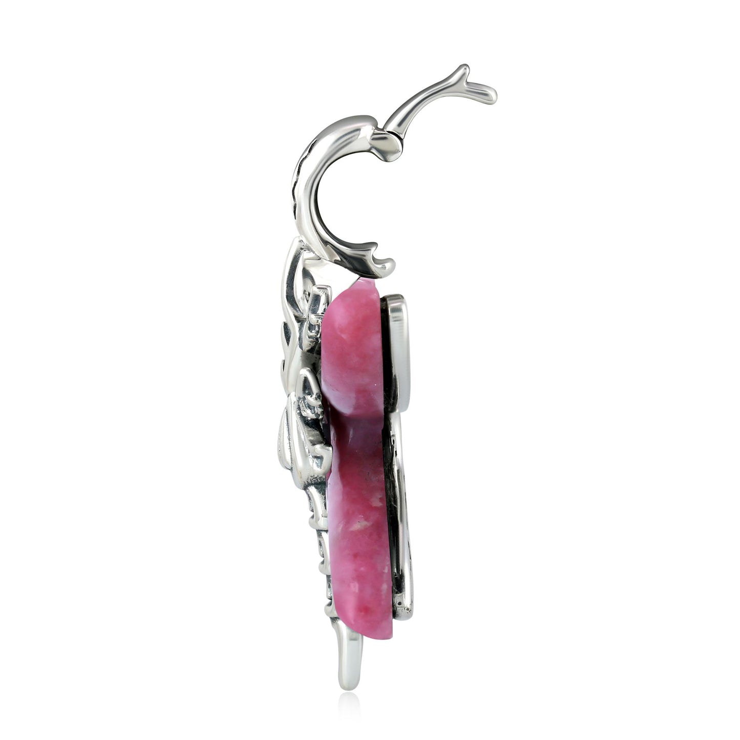 Sterling Silver Rhodonite Dragonfly Pendant Enhancer