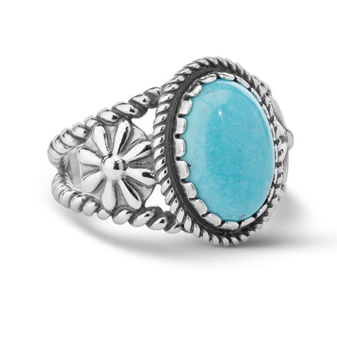 Sterling Silver Turquoise Bold Oval Ring